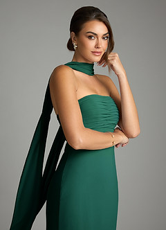 Azazie Saylor Brudtärnklänningar Klä av Sjöjungfru i Chiffong Axelbandslös Smaragdgrön image2