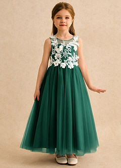 Azazie Mixie 플라워 걸 드레스 볼가운 레이스 발목 길이 드레스 image5