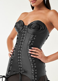 Nadia Black Corset Two-Piece Dress image3