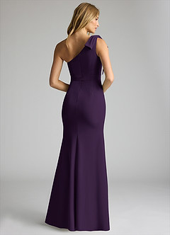 Azazie Rinna Bridesmaid Dresses Plum Mermaid One Shoulder Stretch Crepe Dress image2