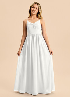 Azazie Zeya Junior Vestido Blanco de Gasa de Corte en A image5
