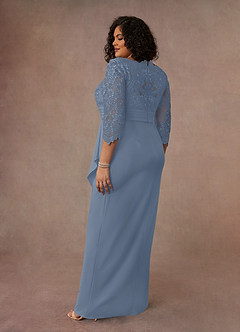 Azazie Bernadine Mother of the Bride Dresses Dusty Blue Sheath Lace Dress image9