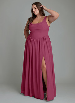 Azazie Novi Bridesmaid Dresses Mulberry A-Line Pleated Chiffon Dress image9