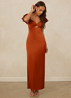 Christian Siriano Bridal for Azazie 1005 Bridesmaid Dresses Burnt Orange Sheath Sweetheart Neckline Stretch Satin Dress image10