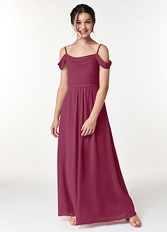 Azazie Alivia Junior Mulberry A-Line Off the Shoulder Chiffon Dress image5