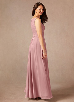Azazie Ainsling Mother of the Bride Dresses Dusty Rose A-Line Square Neckline Lace Chiffon Dress image4