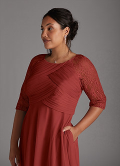 Azazie Gracelyn Mother of the Bride Dresses Rust A-Line Lace Dress image11
