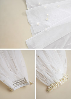 front Quin Pearl Chapel Length Veil