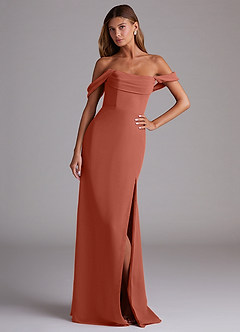 Azazie Saige Bridesmaid Dresses Clay A-Line Off the Shoulder Chiffon Convertible Dress image4