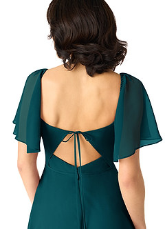 Azazie Chloe Bridesmaid Dresses Pine A-Line Sweetheart Neckline Chiffon Dress image3