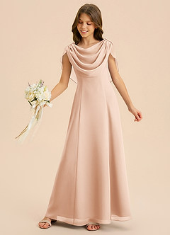 Azazie Lambie Junior English Rose A-Line Pleated Chiffon Dress image6