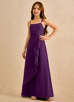 Azazie lolly Girls Formal Robe Demoiselle D'honneur Fillette Robe Trapèze en Mousseline de soie Plissée Grain De Raisin image5