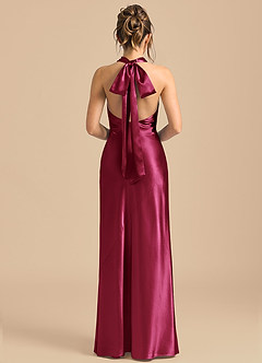 Azazie Velli Brudtärnklänningar Klä av Tubklänning i Metallisk satin Hög hals Bourgogne image5