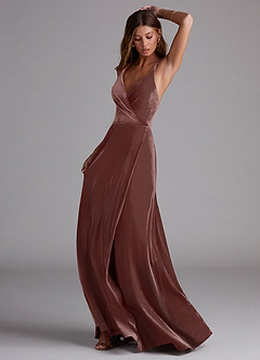 Azazie Davis Bridesmaid Dresses Espresso A-Line Velvet Dress image3