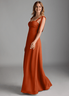 Azazie Lizet Bridesmaid Dresses Burnt Orange A-Line Sweetheart Neckline Chiffon Dress image4