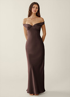 Gwendonme Truffle Satin Crystal Linen Prom Dress image4