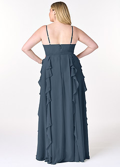 Azazie Peyton Bridesmaid Dresses Neptune A-Line Ruched Chiffon Dress image8