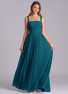 Azazie Mina Bridesmaid Dresses Ink Blue A-Line Pleated Chiffon Dress image4