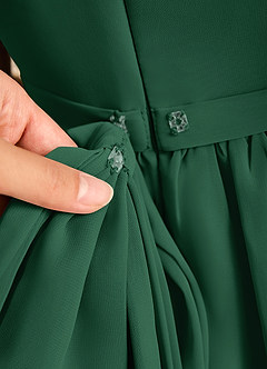 Azazie Jolie Blumenmädchenkleider A-Linie mit ärmel Chiffon Kleid Dunkelgrün image6