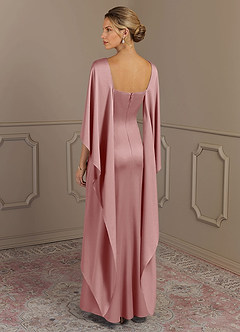 Azazie Eli Mother of the Bride Dresses Dusty Rose Sheath Boatneck Stretch Satin Dress image2
