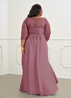 Azazie Hayek Mother of the Bride Dresses Vintage Mauve A-Line V-Neck Lace Chiffon Dress image7