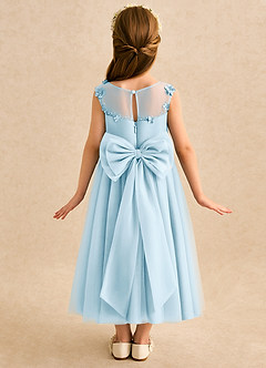 Azazie Snowball Girl Flower Girl Dresses Sky Blue Ball-Gown Pleated Tulle Dress image2