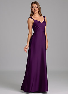 Azazie Beatrice 신부 들러리 드레스 A라인 스윗하트 네크라인 스트레치 새틴 바닥 길이 드레스 image5