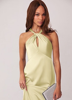 Barbie ♥ Azazie Robes de demoiselle d'honneur Robe Fourreau en Satin extensible Sorbet Citron image6