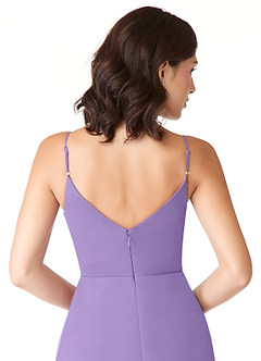 Azazie Evalin Vestidos de damas de honor Vestido de Tahití de Malla de Corte en A con Cuello en V Plisado image6