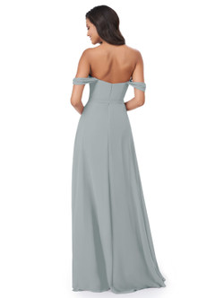 Azazie Aaron Bridesmaid Dresses Dolphin Grey A-Line Off the Shoulder Chiffon Convertible Dress image11
