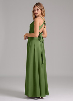 Azazie Evalleen Bridesmaid Dresses Juniper A-Line Pleated Stretch Satin Dress image7