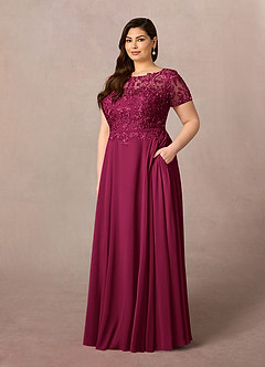 Azazie Adina Mother of the Bride Dresses Burgundy A-Line Boatneck Sequins Chiffon Dress image7