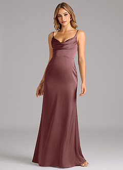 Azazie Aimee Bridesmaid Dresses Vintage Mauve A-Line Sweetheart Neckline Stretch Satin Dress image4