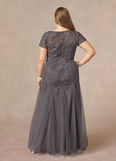 Azazie Laurie vestidos de madre de la novia Vestido de Gris Acero de Tul de Sirena con Scoop Lentejuelas image10
