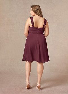 Azazie Olivia vestidos de madre de la novia Vestido de Cabernet de Gasa de Corte En A con Escote cuadrado plisado image11