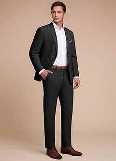 front Grayson Black Stretch Seersucker Suit
