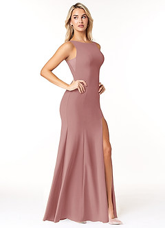 Azazie Rogue Bridesmaid Dresses Dusty Rose Mermaid Scoop Side Slit Stretch Crepe Dress image4