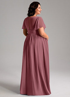 Azazie Verna Maternity Bridesmaid Dresses A-Line V-Neck Ruched Chiffon Floor-Length Dress image8