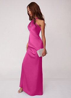 Barbie ♥ Azazie Bridesmaid Dresses Fuchsia Sheath Stretch Satin Dress image5