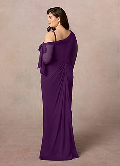 Azazie Marna Mother of the Bride Dresses Grape Sheath One Shoulder Mesh Dress image9