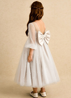 Azazie Trudy Blumenmädchenkleider Ballkleid Herzausschnitt Tüll Kleid Alabaster Weiß image7