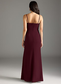 Azazie Rhoda Vestidos de damas de honor Vestido de Cabernet de Crepé elástico de Corte Recto con Plisado image6