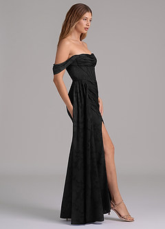 Azazie Amyra 신부 들러리 드레스 인어 오프 더 숄더 플로럴 번아웃 바닥 길이 드레스 image5