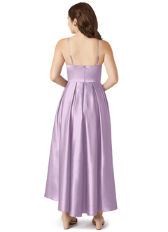 Azazie Jemima Junior A-Linie mit Taschen Stretch-Satin Kleid Frostiges Flieder image2