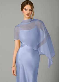 Azazie Jaleesa Jurken voor bruidsmeisjes Jurk van Stretch Satijn met A-Lijn Hoge Kraag Ijs image2