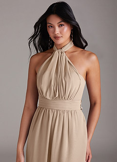 Azazie Lamara Brautjungfernkleider Wandelbar Schulterfrei Chiffon Overall/Jumpsuit Taupe image2
