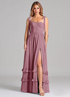 Azazie Anastacia Bridesmaid Dresses Vintage Mauve A-Line Sweetheart Neckline Chiffon Dress image1