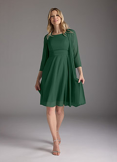 Azazie Sunny Kleider für die Brautmutter A-Linie Plissee Gittergewebe Kleid Dunkelgrün image3