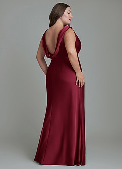 Azazie Kieryn Robes de demoiselle d'honneur Robe Sirène en Satin extensible Plissé Bourgogne image8