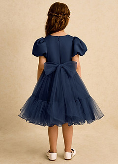 Azazie Cocoa Abiti da Ragazza di Fiori Abito Principessa in Tulle Plissettato Marino Scuro image6